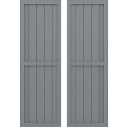 Americraft 5-Board Exterior Wood 2 Equal Panel Framed Board-n-Batten Shutters, ARW101BF518X61CHH